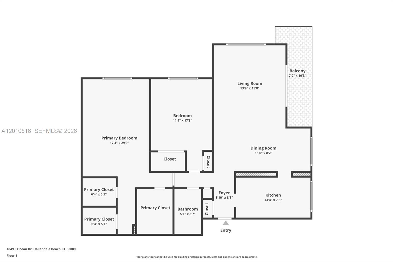 1849 S Ocean Dr #1402 Hallandale Beach, FL 33009